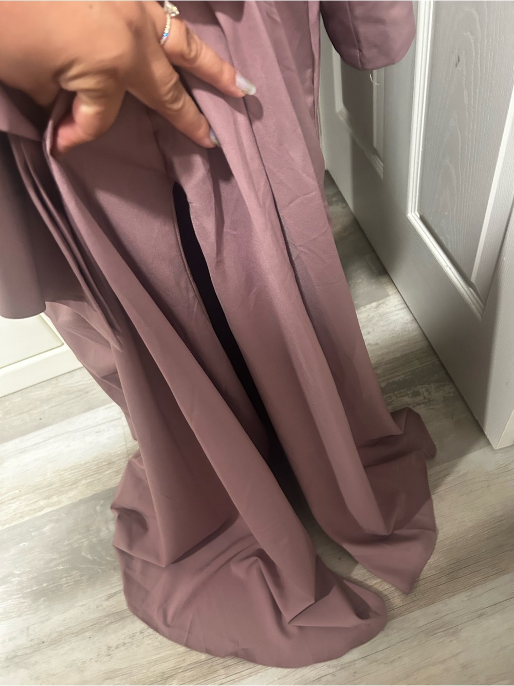 Asymmetric One-Shoulder Dusty Mauve Evening Gown - Picture 2 of 8